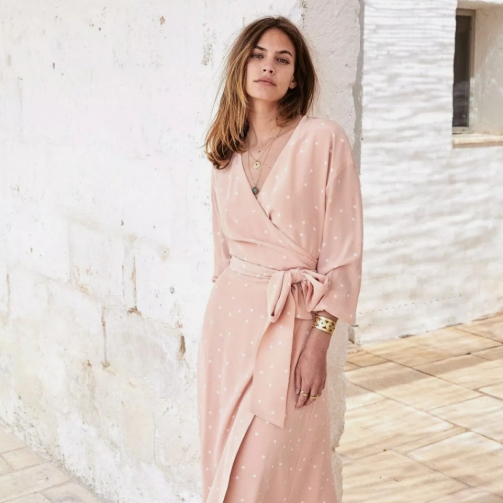 Sezane Laurette Silk Polka Dot Dress